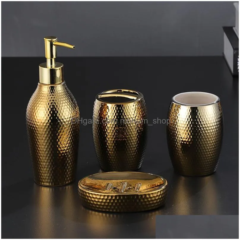 liquid soap dispenser nordic style golden ceramic bathroom set gold liquid soap dispenser soap holder toothbrush cup bathroom accessories sets