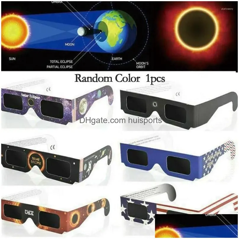 telescope 50pcs/lot solar eclipse glasses safe 3d paper lentes vr viewing protects eyes random color