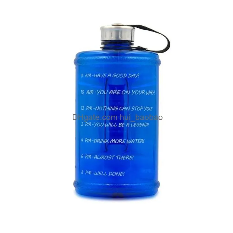 water bottle bpa plastic big drink jug for travel fitness tourism sports with handle intake time table imprint
