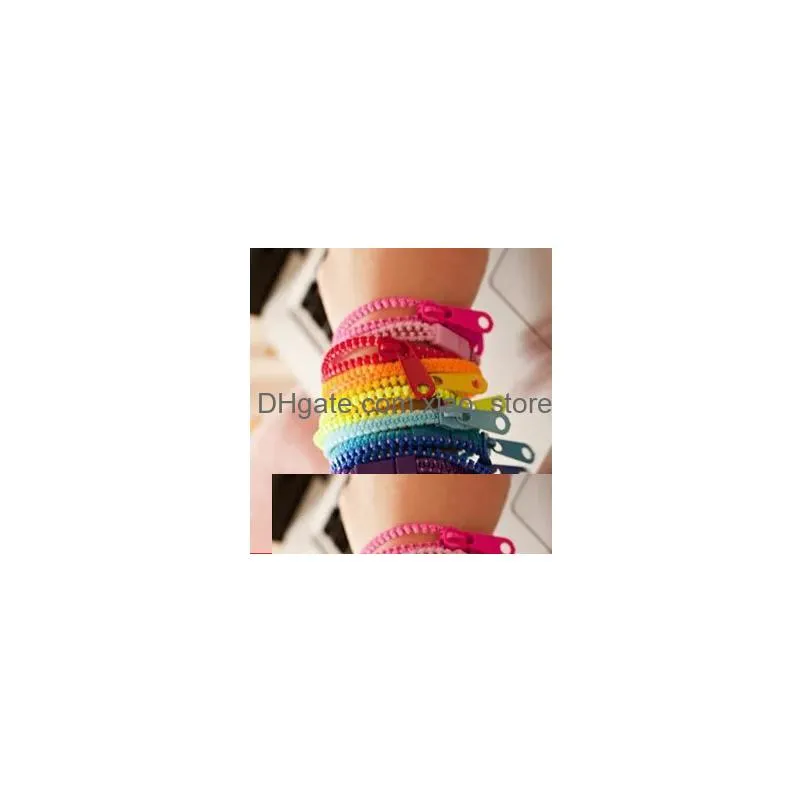 2021 zip bracelet wristband dual single color metal zipper bracelet fluorescent neon creative bracelet for women