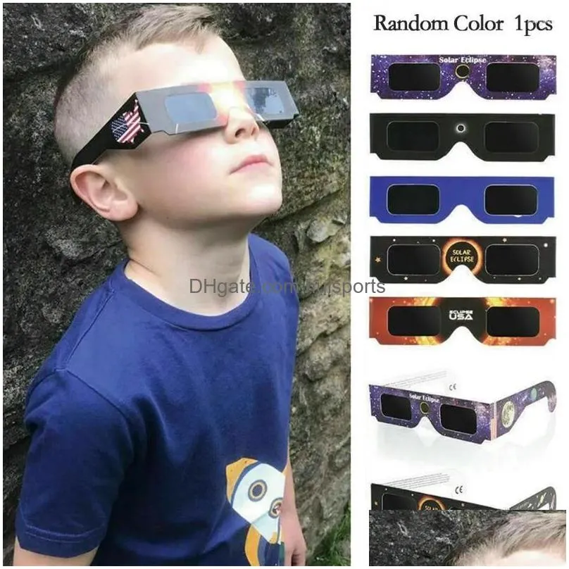 telescope 50pcs/lot solar eclipse glasses safe 3d paper lentes vr viewing protects eyes random color