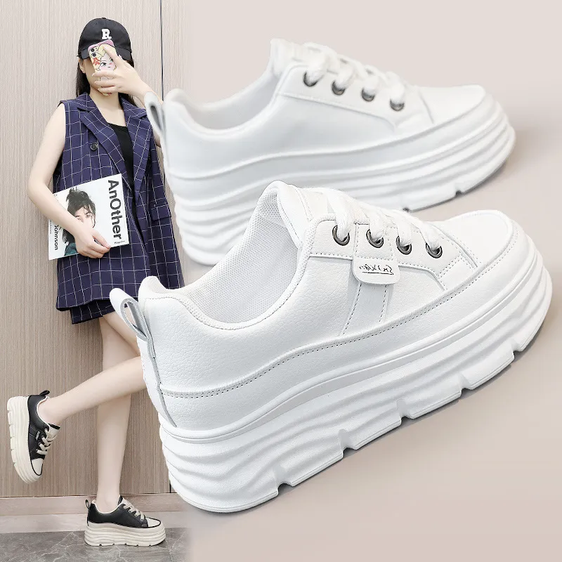 Bulk Casual Sneakers Solid White Thick Sole Heightening Shoes For Stylish Women From Yumshoe 41.13 DHgate.Com