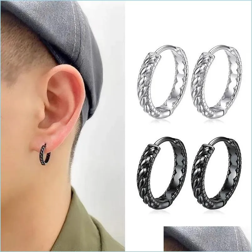 DHgate.com:Black & Silver Twisted Chain Small Hoop Earrings DHgate.com:Black & Silver Twisted Chain Small Hoop Earrings