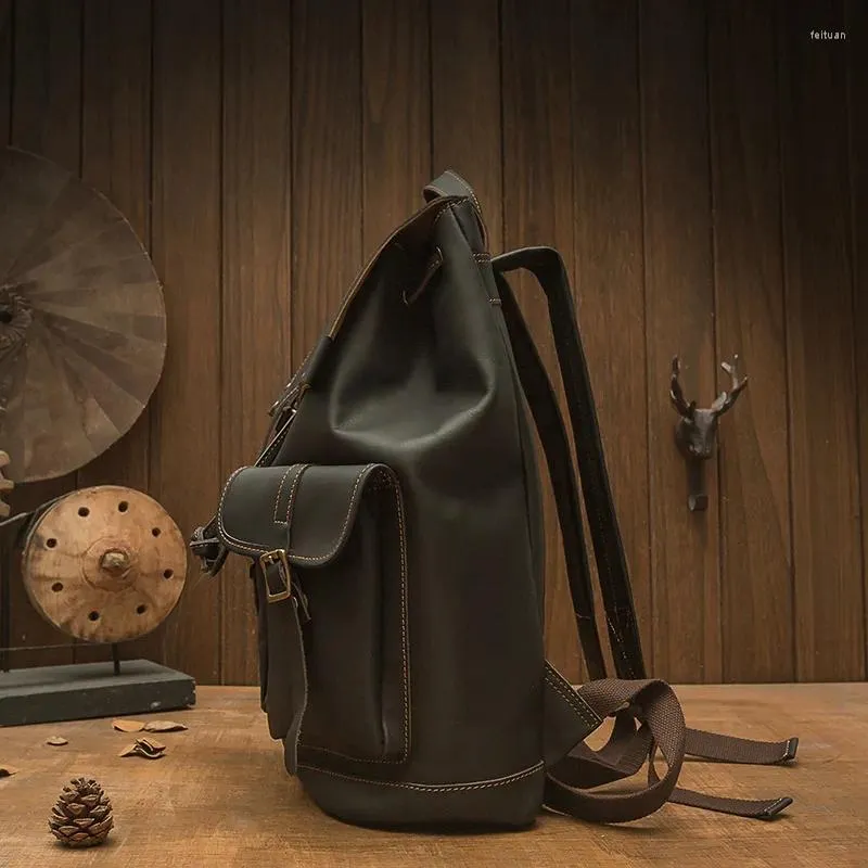 Handmade Leather Rucksack Backpack: Premium Cowhide, Travel & School ...