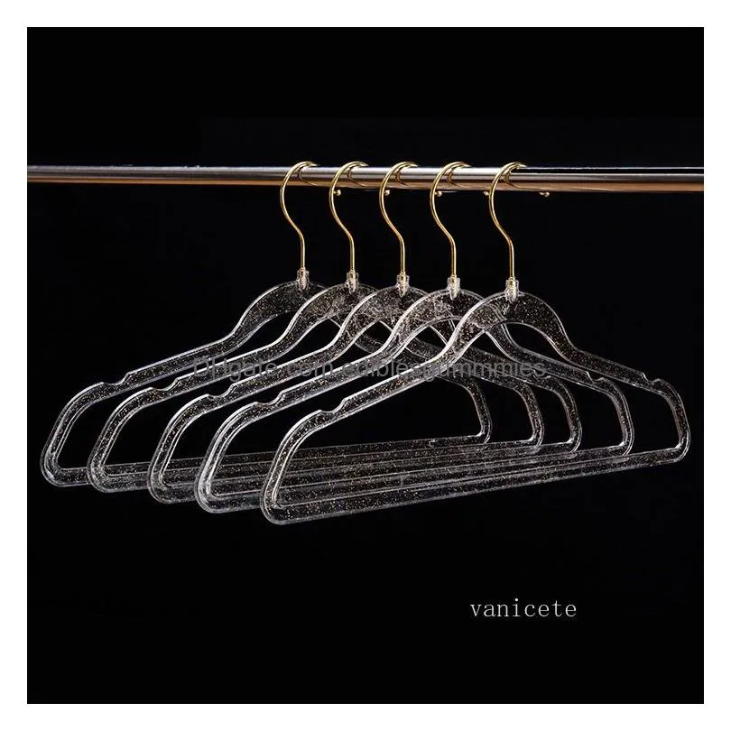 40-44cm non-slip hangers glitter transparent hanger plastic clothes hangers invisible wardrobe hanger rack lt045