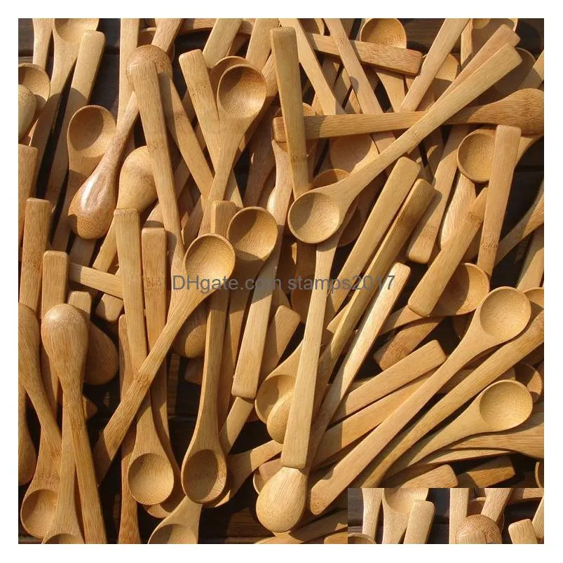 120pcs/lot 19cm wooden spoon ecofriendly japan tableware bamboo spoons coffee honey tea ladle stirrer dinnerware scoopzc264