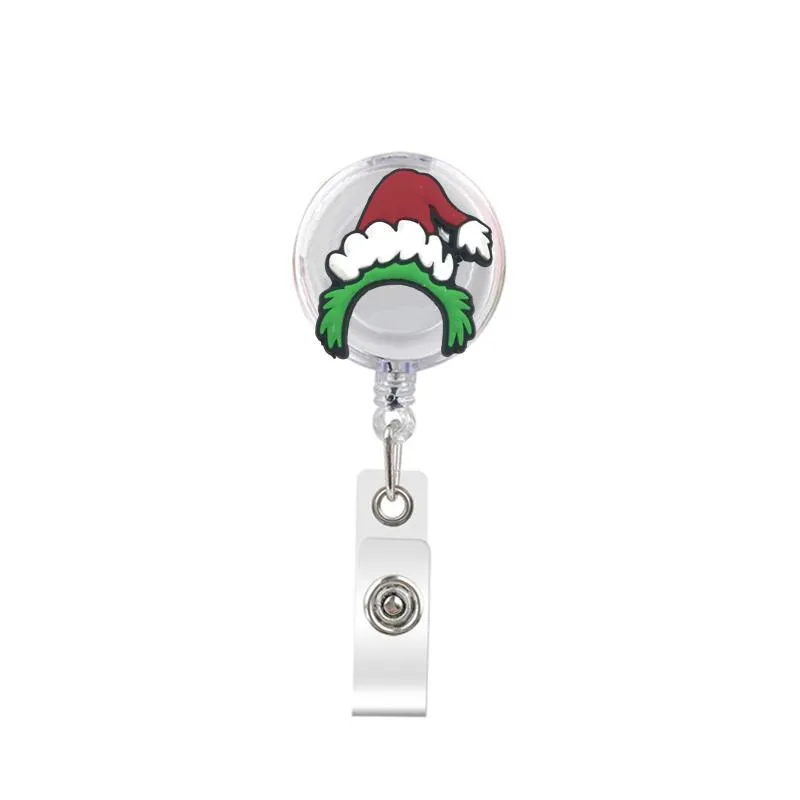 cartoon cute retractable badge holder badge reel nurse id badge holder christmas cartoon key chain alligator clip with 365ﾰ rotation.