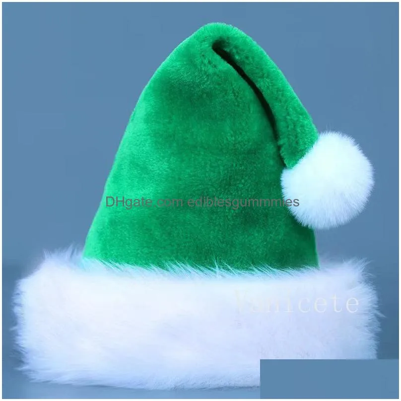 xmas party hats red blue green black adult childrens plush christmas hat santa claus cap christmas-decorations t9i002122