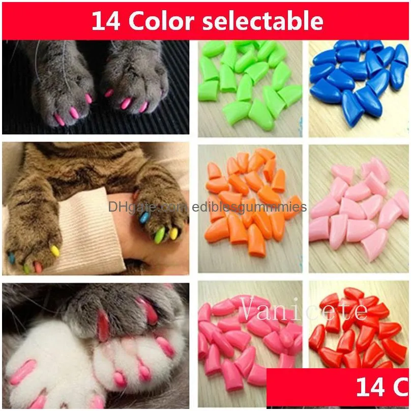 cat grooming supplies silicone cats nail wrap kitty nail-caps kitten paw claw nail protector anti-scratch cat-nail cover t9i002234