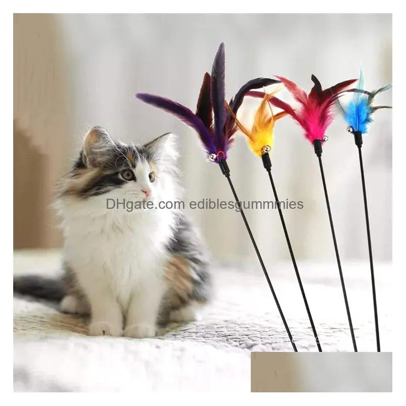 cat toys bell feathers pet tease catand tick interactive teasing fishes deity to amuse the cats pole feather toys supplies zc1037