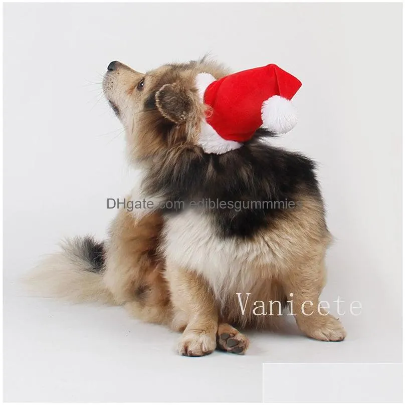 pet christmas party hats xmas cute pets headwear red plush cats and dogs christmas-hat t9i002120