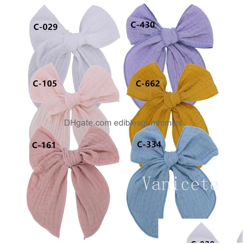 embroidered edge large bow hair clips party favor little girl cloth hairpin girls baby cotton linen bowknot hair accessories