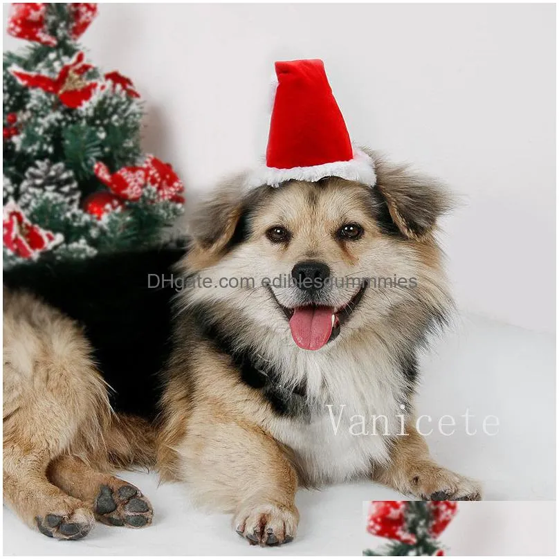 pet christmas party hats xmas cute pets headwear red plush cats and dogs christmas-hat t9i002120