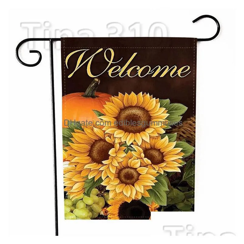 fashion pumpkin flag maple leaf sunflower thanksgiving garden flag courtyard welcome fall flag yard banner flags 30x45cm t2i51542