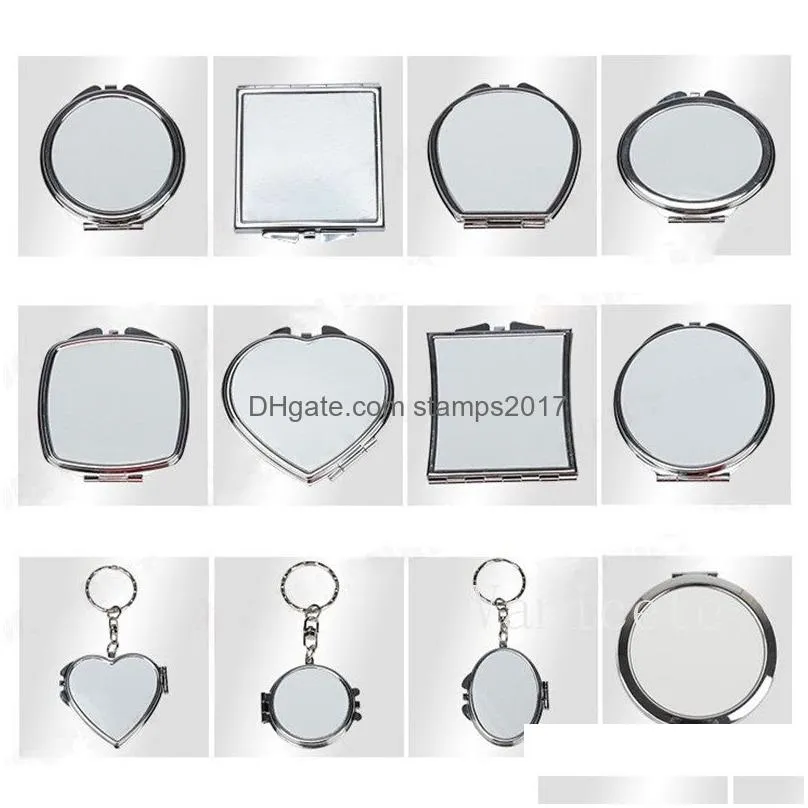 party favor thermal transfer cosmetic mirror keychain double-sided small mirrors portable student folding mini-mirror t9i002216