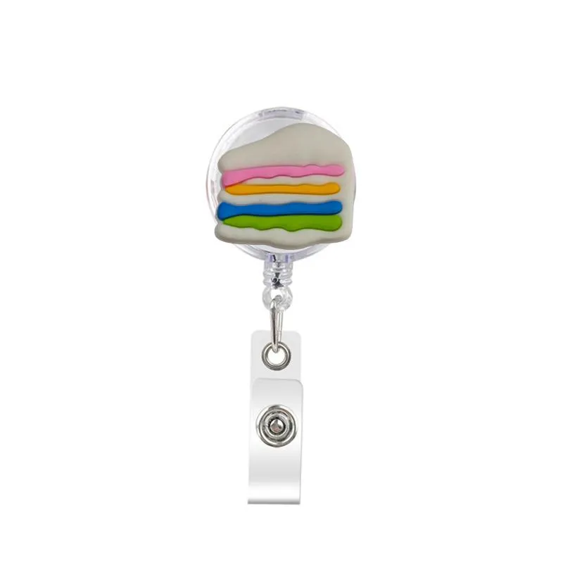 cute retractable badge holder reel badge reel - clip-on name badge tag with belt clip id badge reels clip card holder for office workers hamburger doctors nurses medical students and students