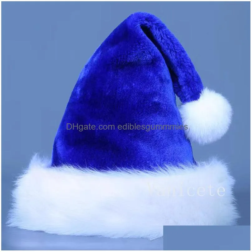 xmas party hats red blue green black adult childrens plush christmas hat santa claus cap christmas-decorations t9i002122