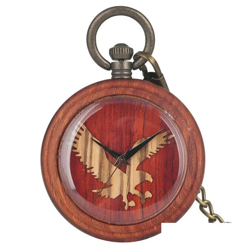 unique quartz wooden pocket watch women keychain clock dial detachable luminous chain wood men pendant watch gift t200502