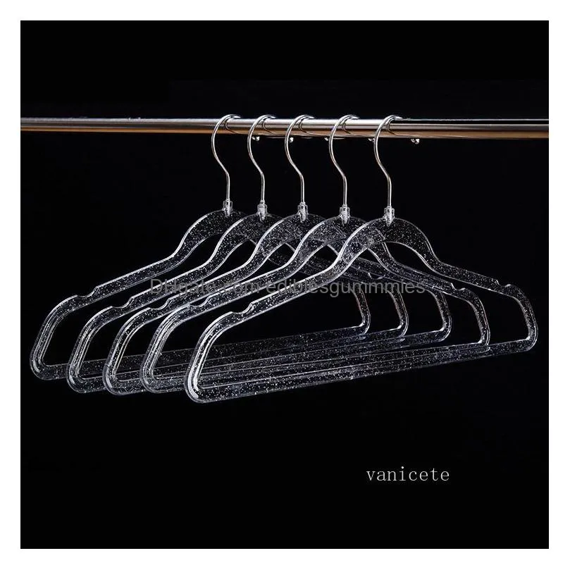 40-44cm non-slip hangers glitter transparent hanger plastic clothes hangers invisible wardrobe hanger rack lt045