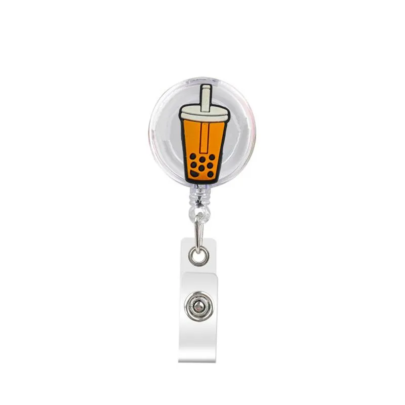cute retractable badge holder reel badge reel - clip-on name badge tag with belt clip id badge reels clip card holder for office workers food doctors nurses medical students and students