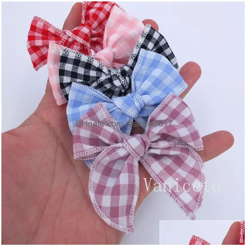 mini embroidered edge bow hair clips party favor little girl cloth hairpin girls baby cotton linen bowknot hair accessories t9i001991