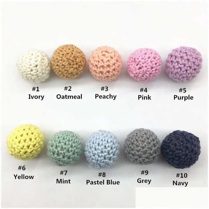 chengkai 50pcs 20mm round knitting cotton crochet wooden beads balls for diy decoration baby teether jewelry necklace toy t200323