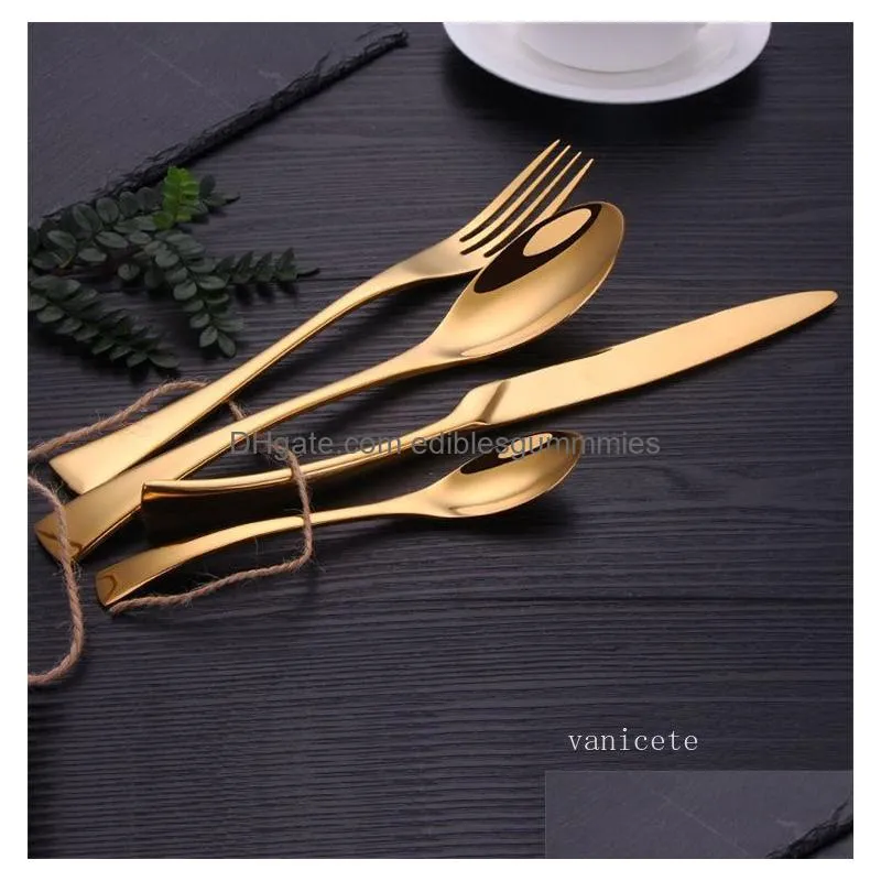 household stainless dinnerware sets dinnerware knife and fork tableware set kitchen steak knifes /fork spoon el supplies lt228