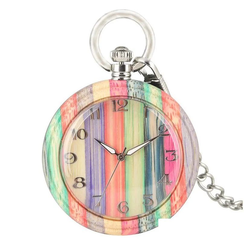 unique quartz wooden pocket watch women keychain clock dial detachable luminous chain wood men pendant watch gift t200502