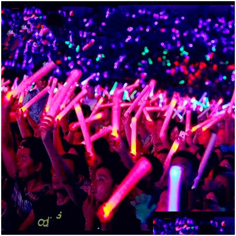 Light-Up Foam Sticks Party Concert Decor LED Soft Batons Rally Rave Glowing Wands Color Changing Flash Torch Festivals Luminous Stick