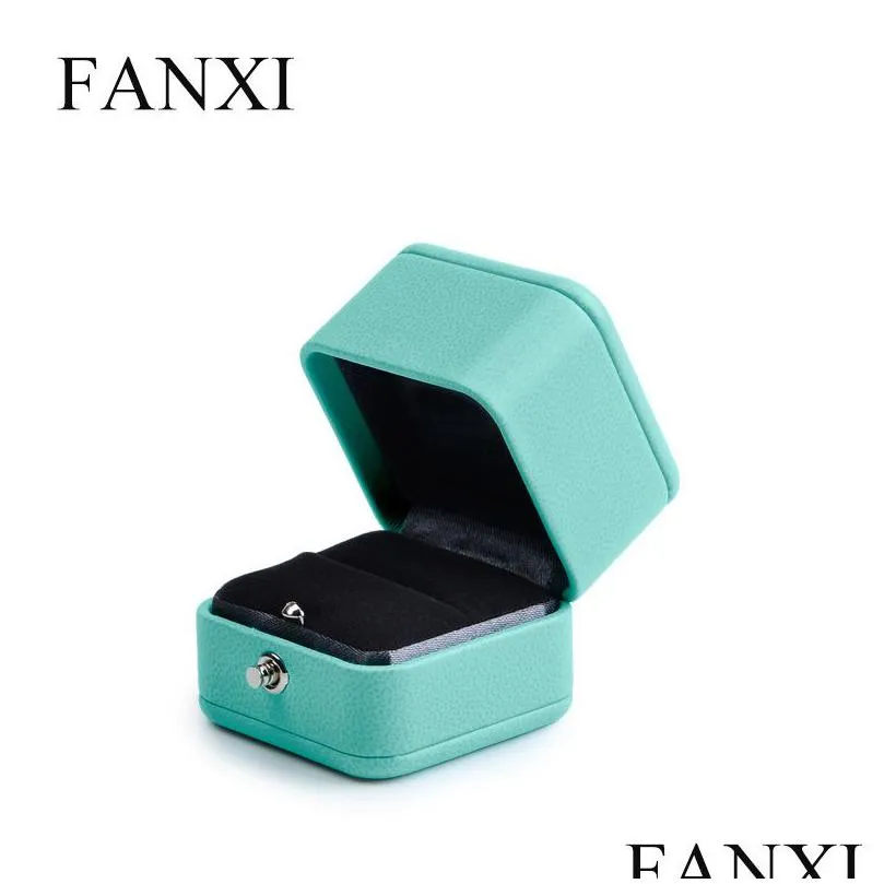 fanxi wedding blue pu leather necklace jewelry gift box packaging ring organizer t200808