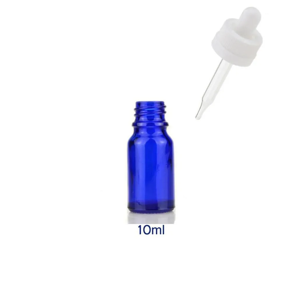 768pcs/lot 10ml empty blue glass dropper bottle vials glass liquid reagent pipette bottle with eye dropper for  oil