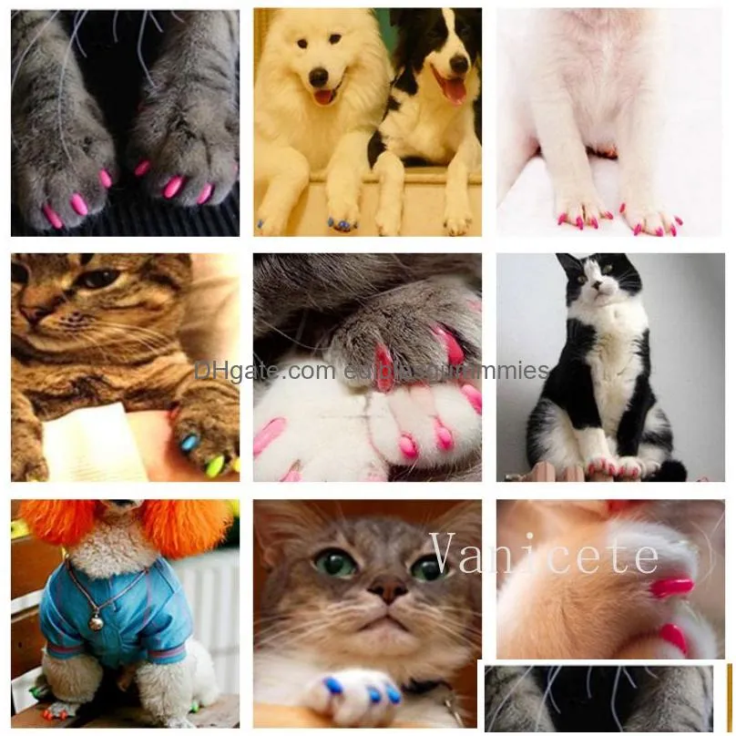 cat grooming supplies silicone cats nail wrap kitty nail-caps kitten paw claw nail protector anti-scratch cat-nail cover t9i002234