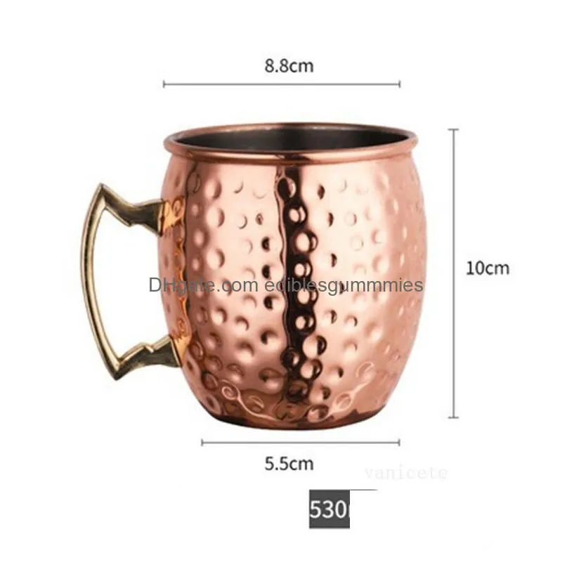 home kitchen 304 stainless steel wine glasses moscow cup copper plated hammer point mug cocktail cup bar mule mugs lt162