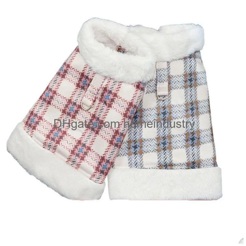 dog apparel fashion plaid harness jacket winter warm pet clothes for small dogs chihuahua yorkies coat puppy pets clothing manteau chien 6241
