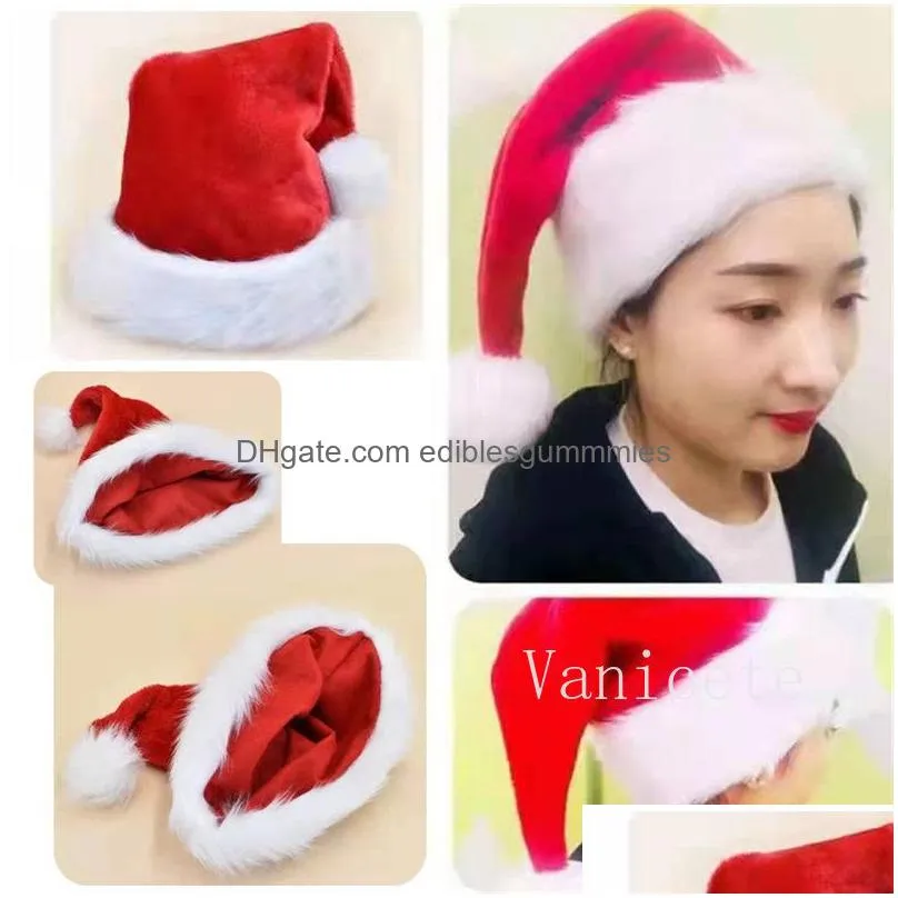xmas party hats red blue green black adult childrens plush christmas hat santa claus cap christmas-decorations t9i002122