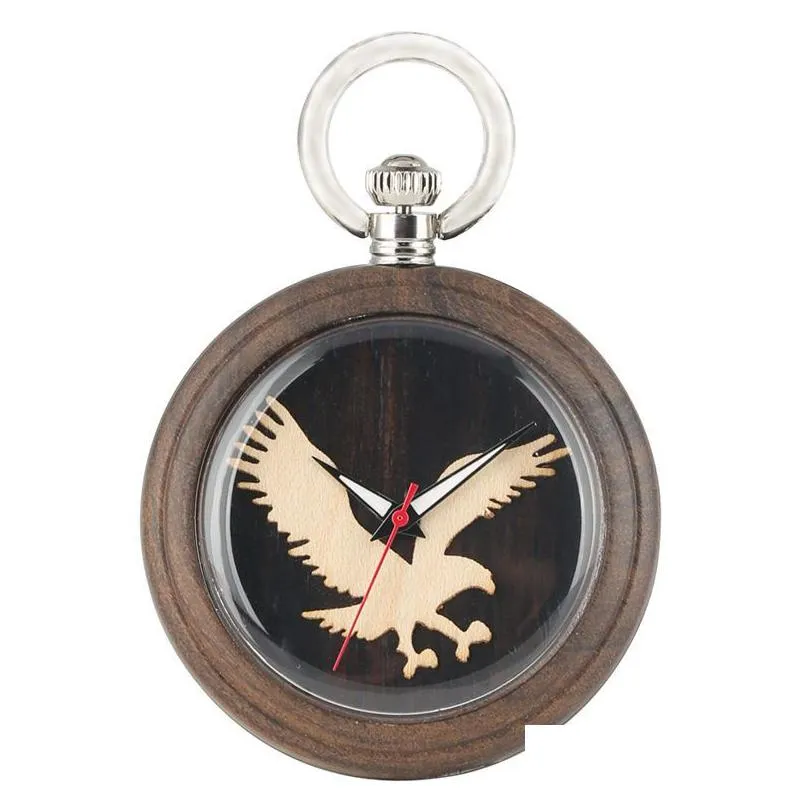 unique quartz wooden pocket watch women keychain clock dial detachable luminous chain wood men pendant watch gift t200502