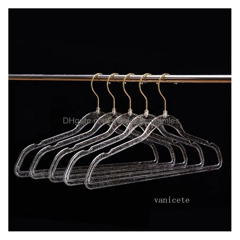 40-44cm non-slip hangers glitter transparent hanger plastic clothes hangers invisible wardrobe hanger rack lt045