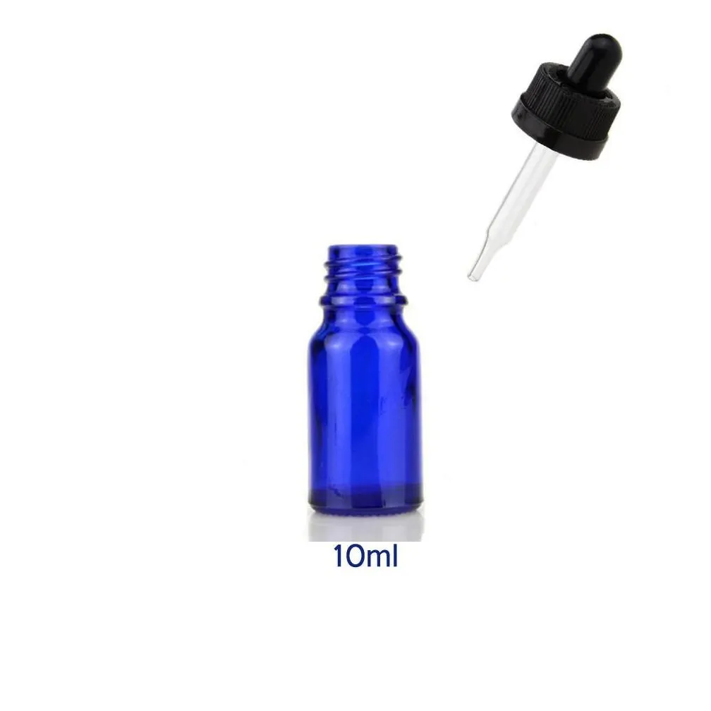 768pcs/lot 10ml empty blue glass dropper bottle vials glass liquid reagent pipette bottle with eye dropper for  oil