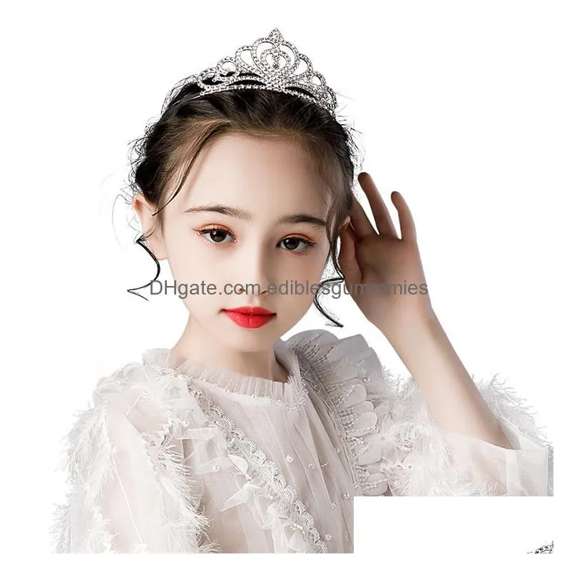 party favor shiny crystal bridal tiara girls birthday crowns party pageant silver plated crown headband wedding tiaras accessories