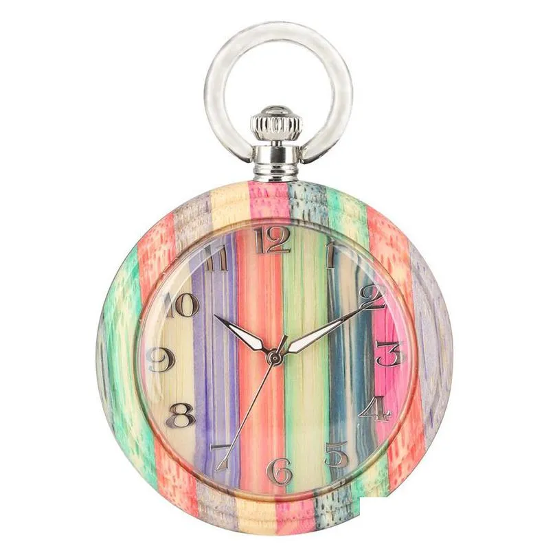 unique quartz wooden pocket watch women keychain clock dial detachable luminous chain wood men pendant watch gift t200502