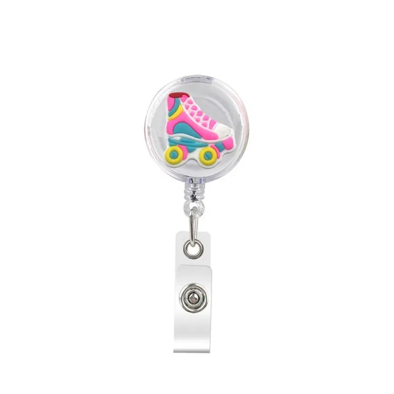 the flowers retractable badge reel with alligator clip name nurse id card badge holder reel decorative custom badge holder