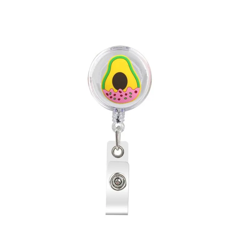 Key Rings Cartoon Cute Retractable Badge Holder Reel Nurse Id Stberry  Donuts Chain Alligator Clip With 368° Rotation. Drop Delivery Otda1