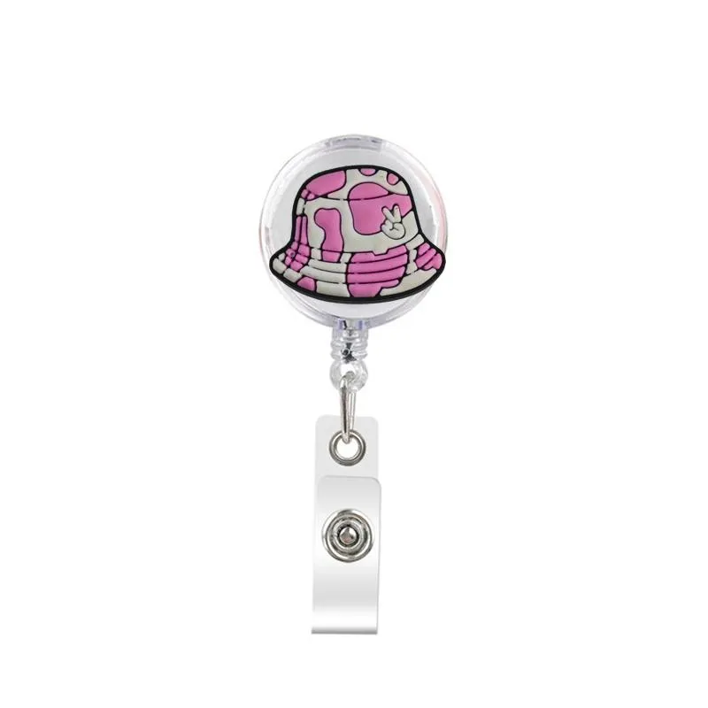cartoon cute retractable badge holder badge reel nurse id badge holder wish you wear here key chain alligator clip with 373ﾰ rotation.