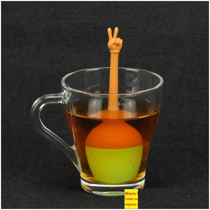 gesture style tea strainer teapot thumb ok silicone infuser filter coffee drinkware