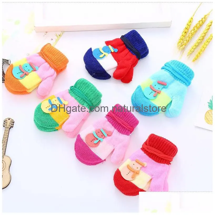 lovely baby colorful knitted gloves ice cream rabbit bear flower deer cute kids mitten with hanging rope 8 different style
