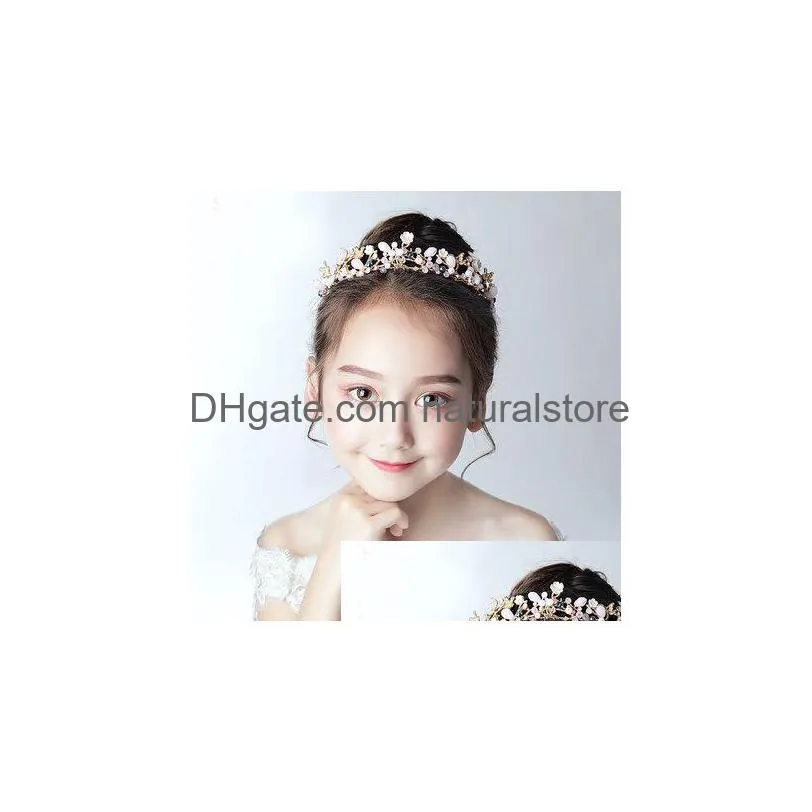 fashion gold silver color crystal crowns for kids child girls pearls tiaras diadems wedding hair accessories bridal jewelry 220804