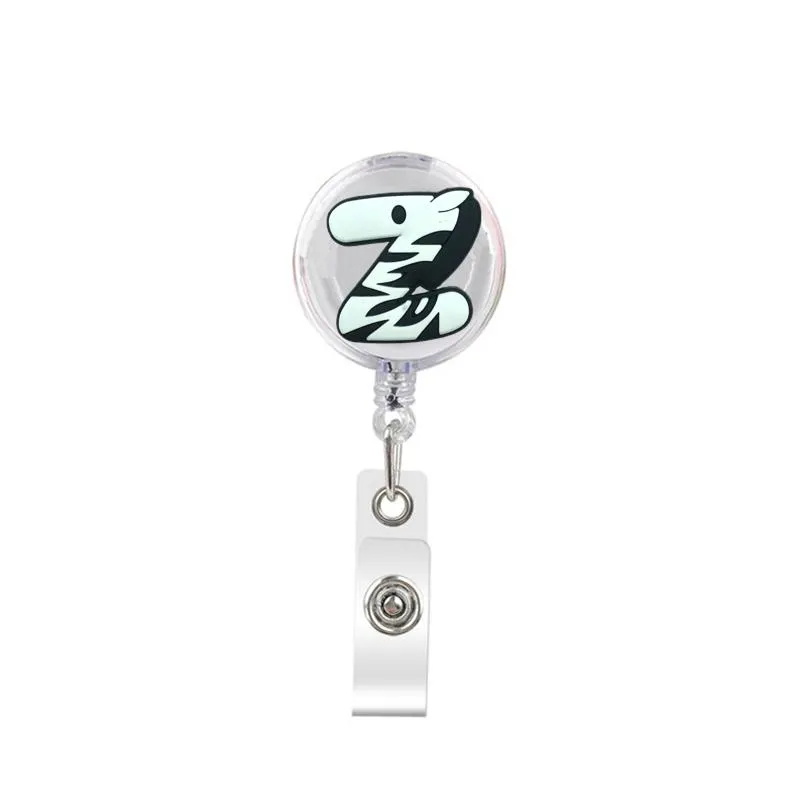 cartoon cute retractable badge holder badge reel nurse id badge holder animal a-z letters key chain alligator clip with 369° rotation.