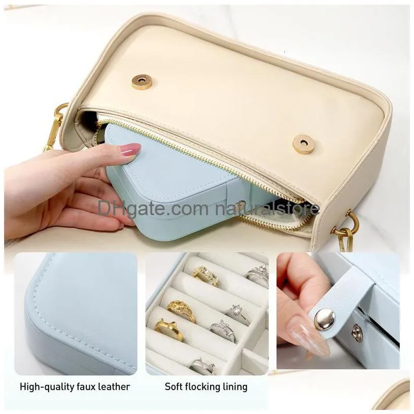 jewelry settings casegrace mini travel box for women portable storage organizer case pu leather earring ring necklace jewellery 230407