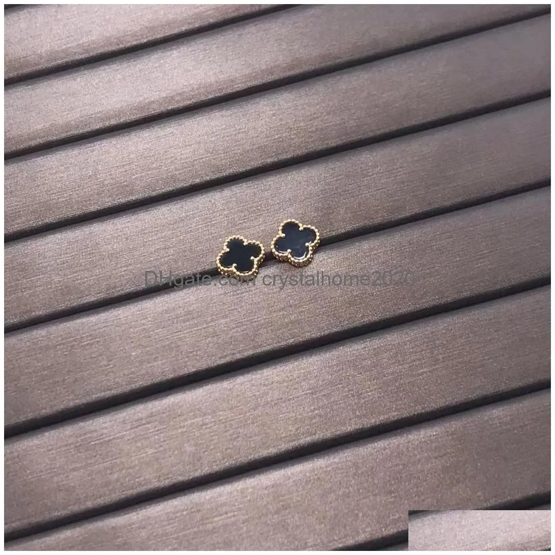 brand van mini clover earrings stud mother of pearl 18k gold elegant women earring jewelry gift218g