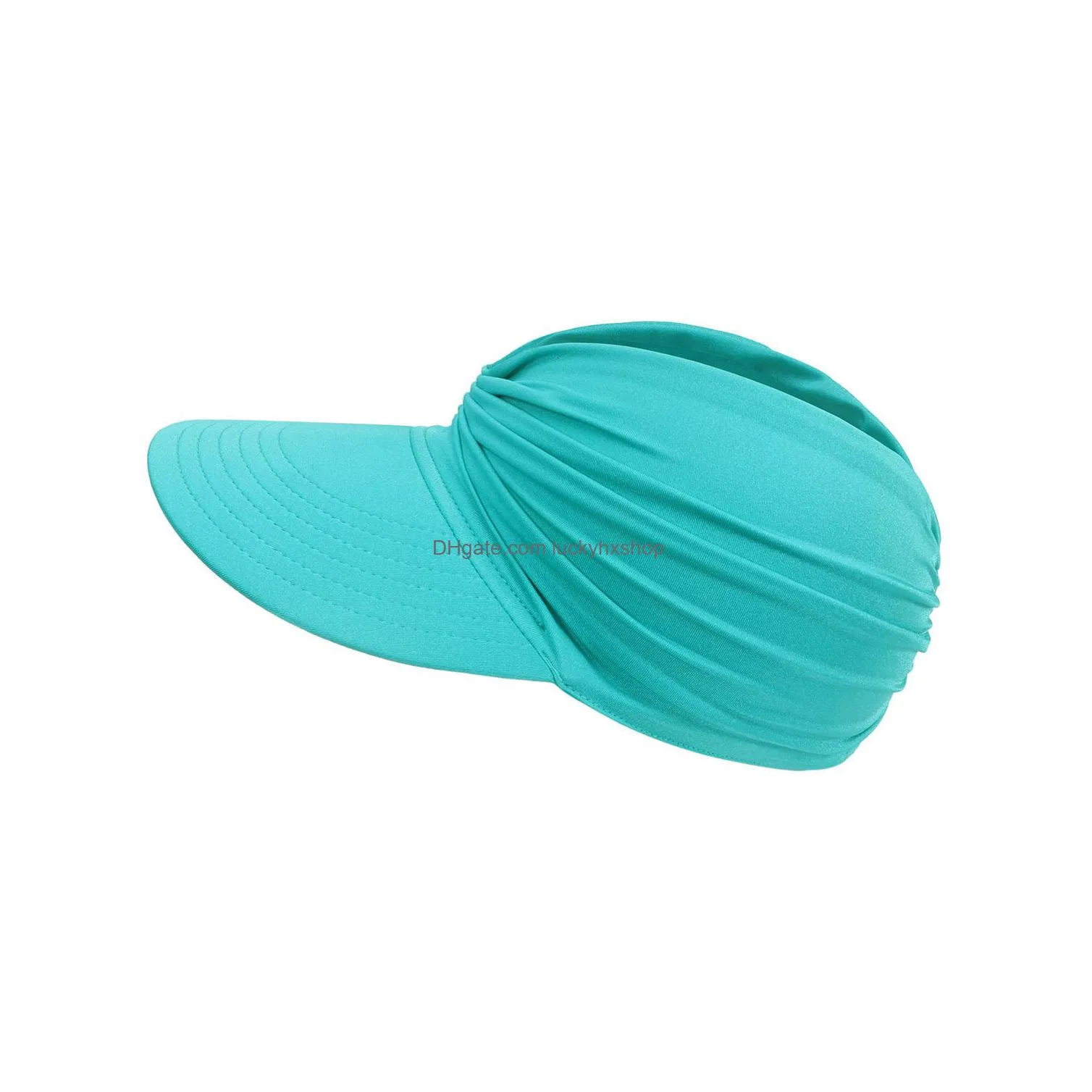 visors polyamide sun protect wide brim sunhat women outdoor summer hat open top hollow cap adult sun visor hat travel seaside beach hat